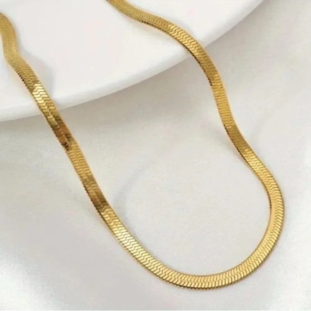 Anthropologie Snake Chain 18k Gold Plated Stainless Steel Waterproof Necklace
